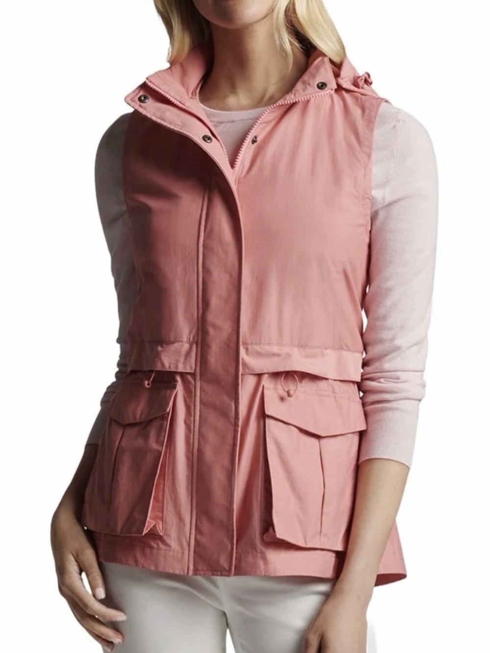 Peter Millar Hooded Joan Pink Wind Water Resistant Performance Vest Size Medium